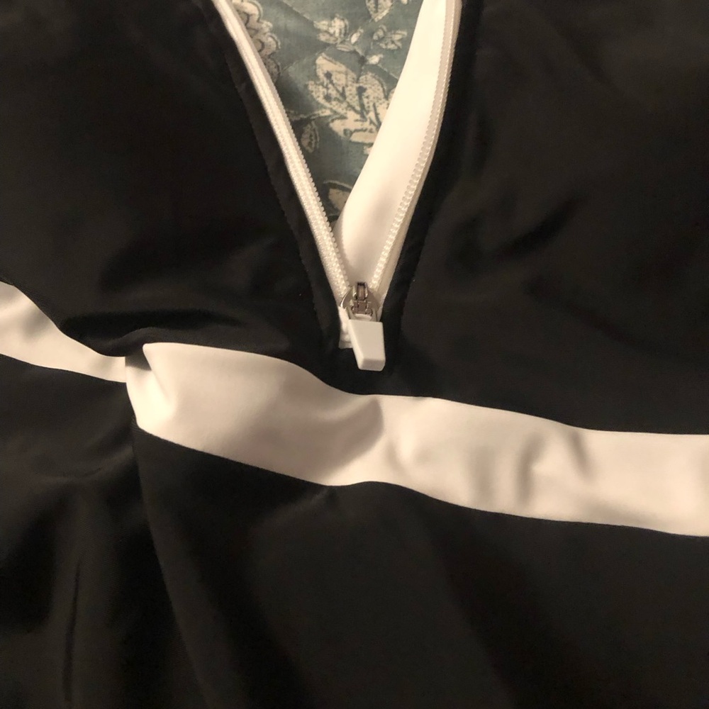 NWT Lands End Black & White Zip Front Swim Dress - Picture 5 of 10